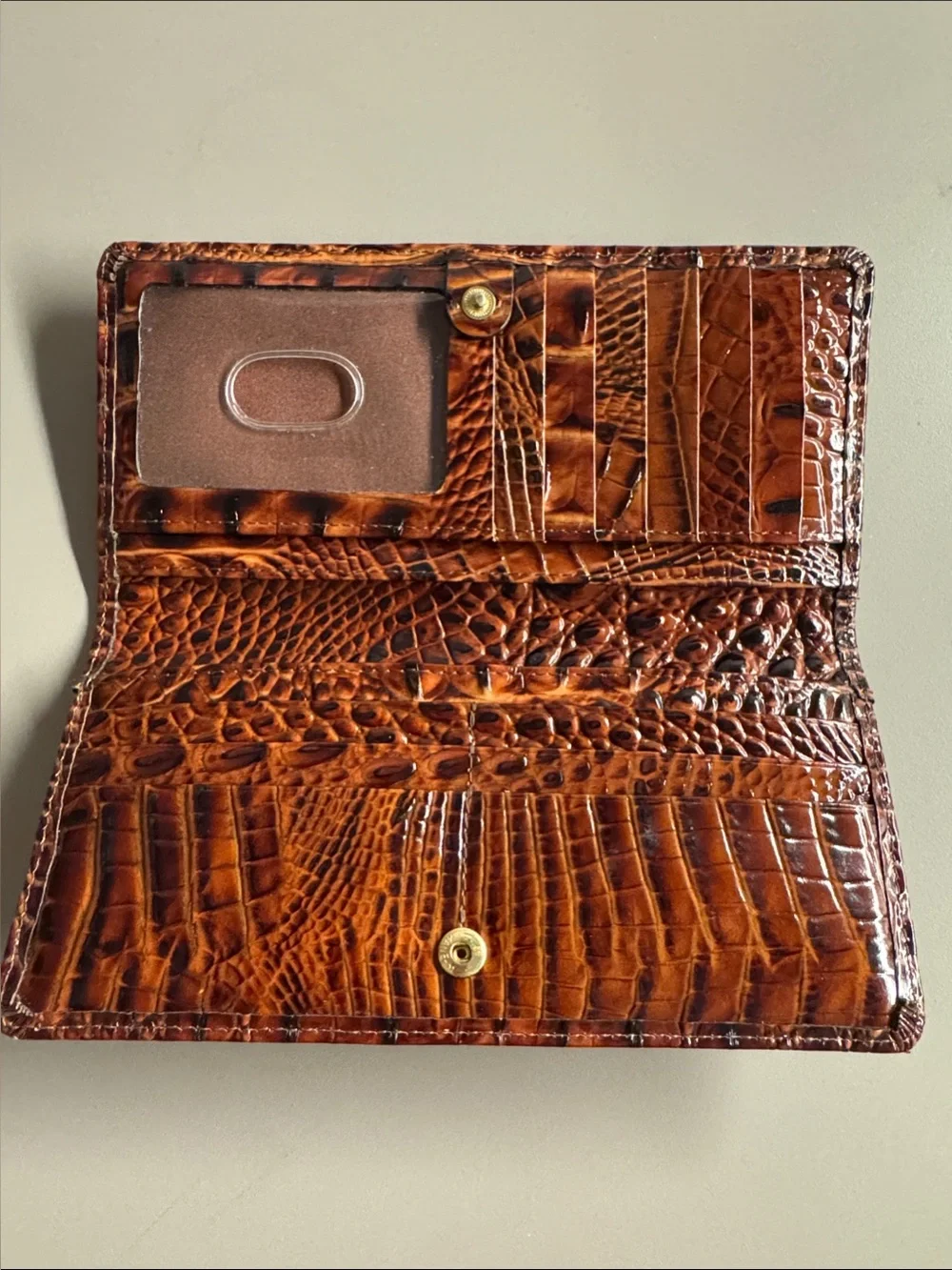 Brahmin Ady Wallet - Melbourne Brown Croc-Embossed Leather Continental Wallet